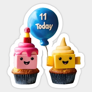 Birthday Celebration Cupcakes: 11 Today Sticker